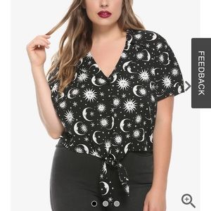 Celestial Tie Front Button-Up Plus Size 5